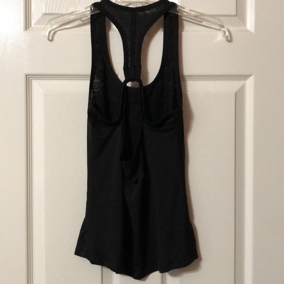 Tank Top Racerback Black with Mesh Lace Exercise Top - Picture 4 of 6